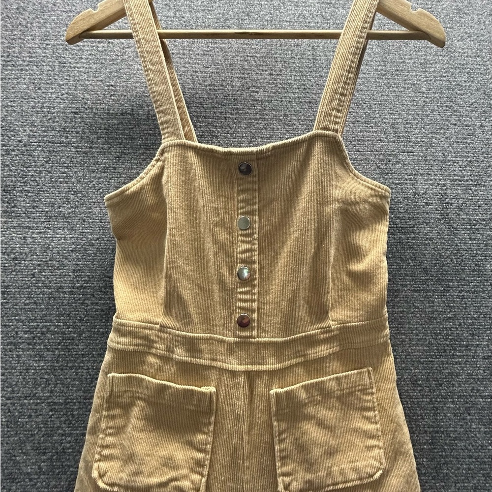 Forever 21 Y2K Juniors Corduroy Fitted Size Medium Tan Jumpsuit/Overalls - Picture 3 of 10